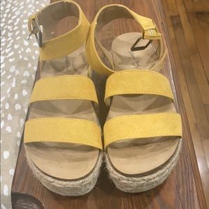 Yellow espadrille sandals
